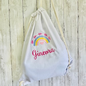 Sac à dos pour bébé fille avec nom brodé et ballerine, lapin, licorne ou ours en peluche, sac à dos personnalisé pour école maternelle
