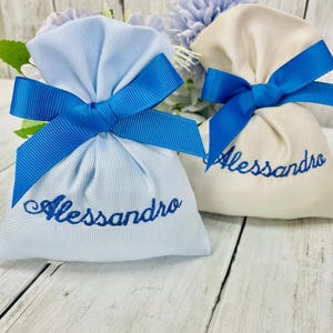 Bomboniera confetti bag with name and tag, personalized tailored bag ideal for any event, baptism gift