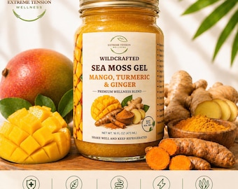 Mango Ingwer Kurkuma Sea Moss Gel: Wildgemachtes veganes Superfood