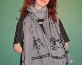 Bufanda gris, bufanda de mujer, bufanda de algodón, bufanda rectangular, bufanda artesanal, ropa de verano, ropa de primavera, chal, chal de algodón, chal gris
