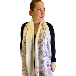 White Scarf, Women Scarf, Cotton Scarf, Rectangular Scarf, Artisan Scarf, Summer Clothing, Spring Clothing, Shawl,Cotton Shawl, White Shawl