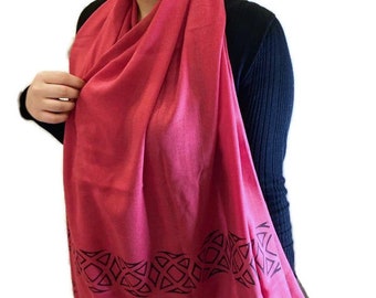 Bufanda rosa, Bufanda de mujer, Bufanda de algodón, Bufanda rectangular, Bufanda artesanal, Ropa de verano, Ropa de primavera, Chal, Chal de algodón, Chal rosa