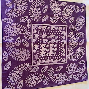Handmade purple Cotton Bandana with   leaf Designs - Fashion Accessory