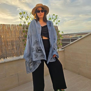 Blue Scarf, Women Scarf, Cotton Scarf, Rectangular Scarf, Artisan Scarf, Summer Clothing, Spring Clothing, Shawl,Cotton Shawl, Blue Shawl