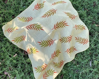 Pañuelo de algodón color crema Handmae – estampado en bloque, tela suave