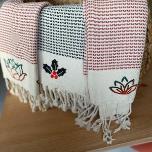 Handmade Turkish Cotton hand towel  with flowery  Designs