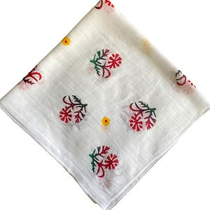 Handmade white Cotton Bandana with  flowery Designs - Fashion Accessory