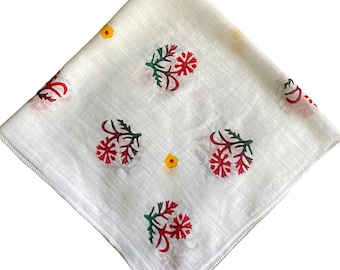 Bandana de algodón blanca hecha a mano con diseños florales - Accesorio de moda