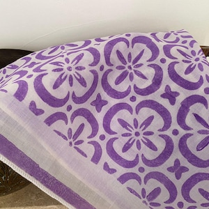 Handmade purple Cotton Bandana with   leaf Designs - Fashion Accessory