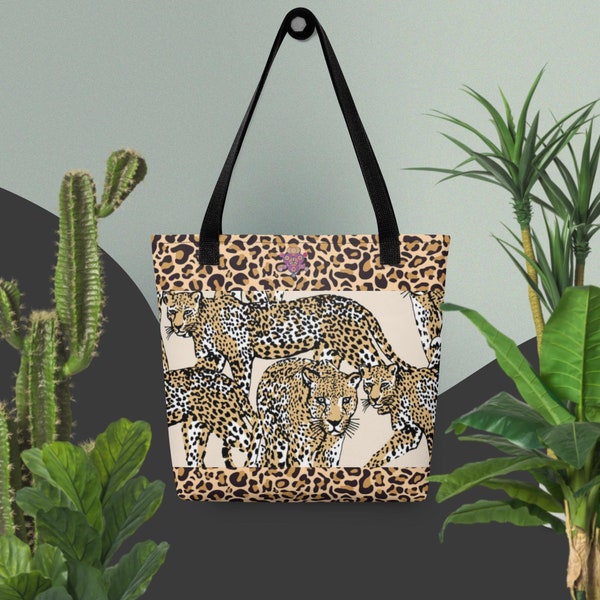 Leopard Tote bag | Stylish Leopard Print Large Purse | Fashionable Animal Print Tote Bag for Feline Chic and Wild Style