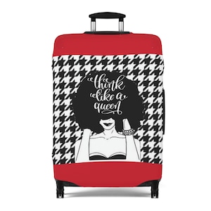 Think like a Queen houndstooth Luggage Cover, red Luggage Cover, Gift For Her, Luggage Cover, Queen Lugguage Cover