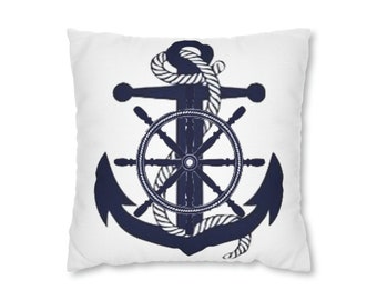 Blue and White Nautical Themed Square Pillow Case/Home decor