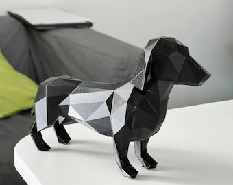 Dachshund Sculpture Low Poly