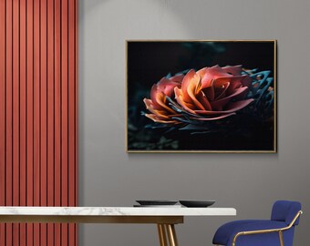 Moody and Vibrant Abstract Rose Art - for the office, hallway, game room, bedroom; Instant Digital Download.