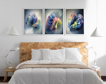 Purple Abstract Flowers - for bedroom, dinning room, living room; Instant Digital Download