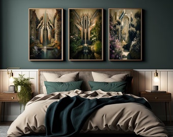 Vivid fusion of Art Deco and Abstract Garden wall art- instant digital download to display for contemporary homes