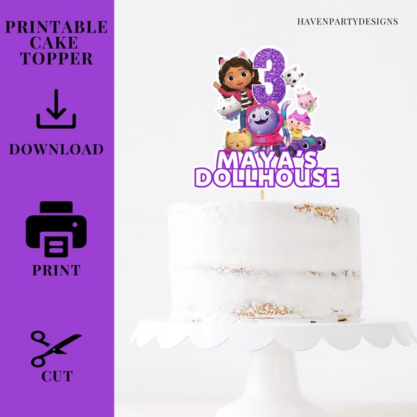 Gabby Dollhouse Cake Topper,Personalized Gabby Dollhouse Printable Cake Topper,Instant Download CakeTopper,Gabby Dollhouse Birthday Party
