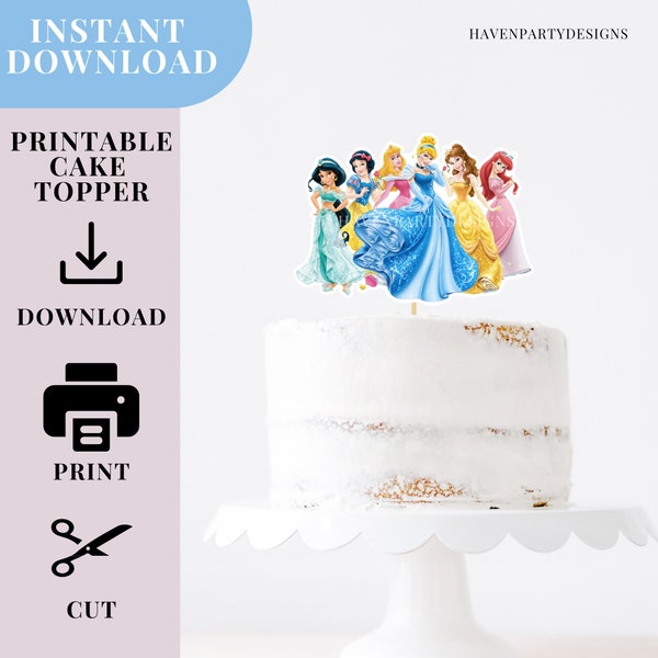 Princess Cake Topper,Princess Printable Cake Topper,Instant Download CakeTopper,Princess Party Cake Topper Digital File,Princess Cake Topper