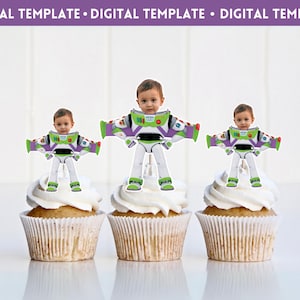 Digital Buzz Cupcake Toppers, Toy Story Face Cupcake Toppers, Buzz LightYear Cupcake Toppers,Toy Story Buzz ,Two Infinity And Beyond Party