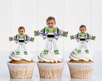 Digital Buzz Cupcake Toppers, Toy Story Face Cupcake Toppers, Buzz LightYear Cupcake Toppers,Toy Story Buzz ,Two Infinity And Beyond Party