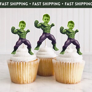 Physical Hulk Face Cupcake Toppers,Custom Hulk Cupcake Toppers,Avengers Party Decor,Hulk Birthday Party,Boys Birthday Party,Hulk Party Decor