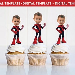 Digital Miles Spidey Face Cupcake Toppers, Personalized Cupcake Toppers,Spidey and Friends Cupcake Toppers, Custom Spidey Cupcake Toppers