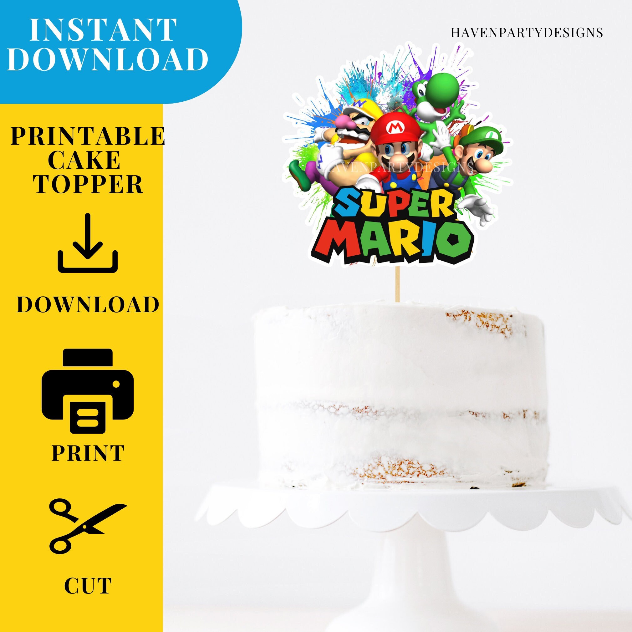 Super Mario Cake Toppermario Printable Cake Topperinstant - Etsy
