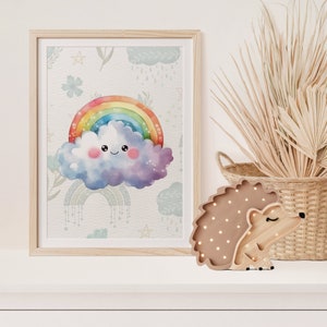 Watercolour Nursery Print, Watercolour Rainbow Imagination Baby Room Posters, Digital Printable Design, WS-B