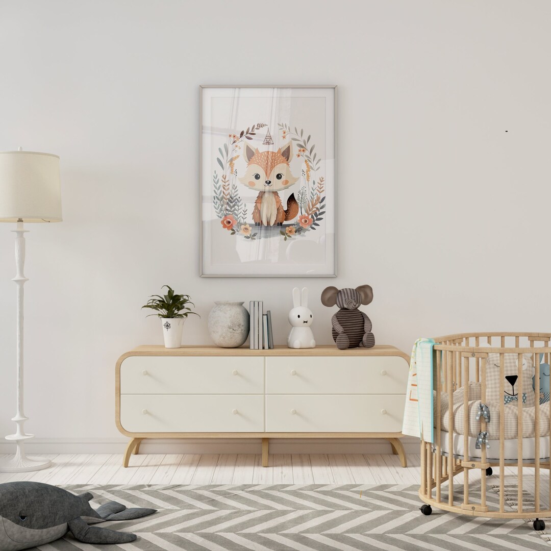 Floral Fox Nursery Print, Boho Animal Wall Art (digital Download) - Etsy