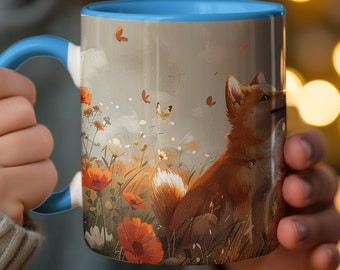 Taza Shiba Inu, Taza de café de la naturaleza, Regalo ilustrado para amantes de los perros, Regalo para amantes de Shiba, Taza de té cálida y acogedora, Taza linda para cachorros