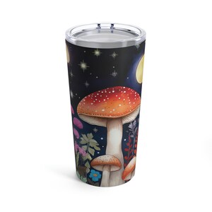Tumbler 20oz |Travel Mug | Insulated Steel Tumbler | Mushroom tumbler | Fungi tumbler | Vintage botanical cottagecore tumbler Nature Lovers