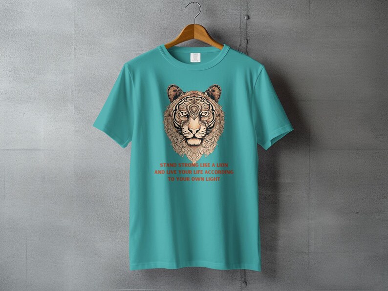 Tribal Lion T-shirt, comfortkleuren T-shirt, inspirerend citaat grafisch t-shirt, stand sterke motiverende top, unisex katoenen shirt afbeelding 5