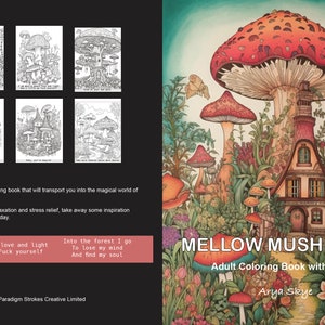 Printable Adult Coloring Book | 40 Coloring Pages | Motivational quotes | Instant Download PDF | Mushrooms | Fantasy Coloring Book | Mandala