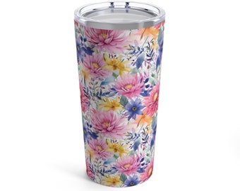 Floraler Becher 20oz | Reisebecher | Isolierter Stahlbecher | Vintage botanischer Becher Nature | Bio-Natur | Sommerbecher