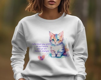 Comfort Colors Sweatshirt, Colorful Cat Sweatshirt, Whimsical Kitty Pullover, Cat Lover Gift, Casual Pet Apparel