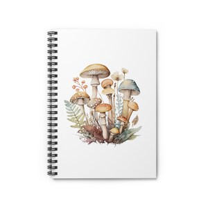 Spiral Notebook - Ruled Line, mushroom medley, botanical notebook, fungi notebook, gift for her, gift for him, nature lover notebook