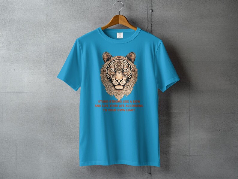 Tribal Lion T-shirt, comfortkleuren T-shirt, inspirerend citaat grafisch t-shirt, stand sterke motiverende top, unisex katoenen shirt afbeelding 4