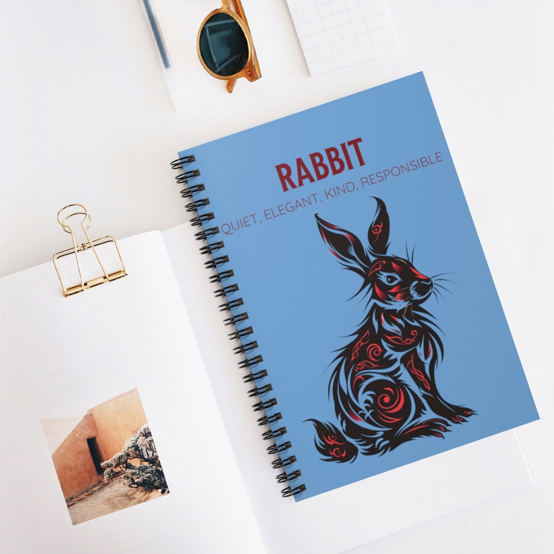 Year of the Rabbit Spiral Notebook, Chinese Zodiac Journal, Tribal ...