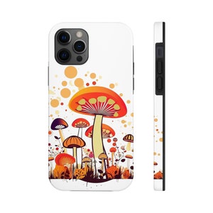 Vintage Groovy Mushroom iPhone Cover, Nature-Inspired, Impact Resistant, Supports Wireless Charging, Gift for Her, Gift for Him, Aesthetic