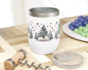 Wine Tumbler | Book Lover Wine Tumbler | Aesthetic | Travel Mug | Floral | Gift for her | Gift for him | Wine lover