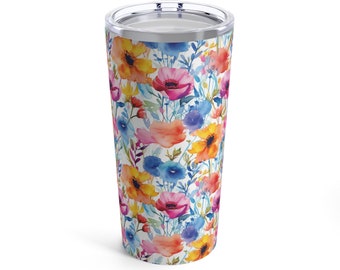 Floraler Becher 20oz | Reisebecher | Isolierter Stahlbecher | Vintage botanischer Becher Nature | Bio-Natur | Sommerbecher