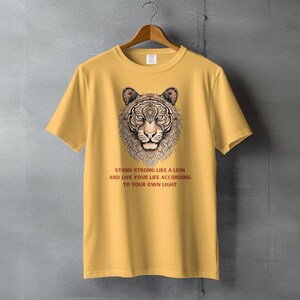 Tribal Lion T-shirt, comfortkleuren T-shirt, inspirerend citaat grafisch t-shirt, stand sterke motiverende top, unisex katoenen shirt afbeelding 7