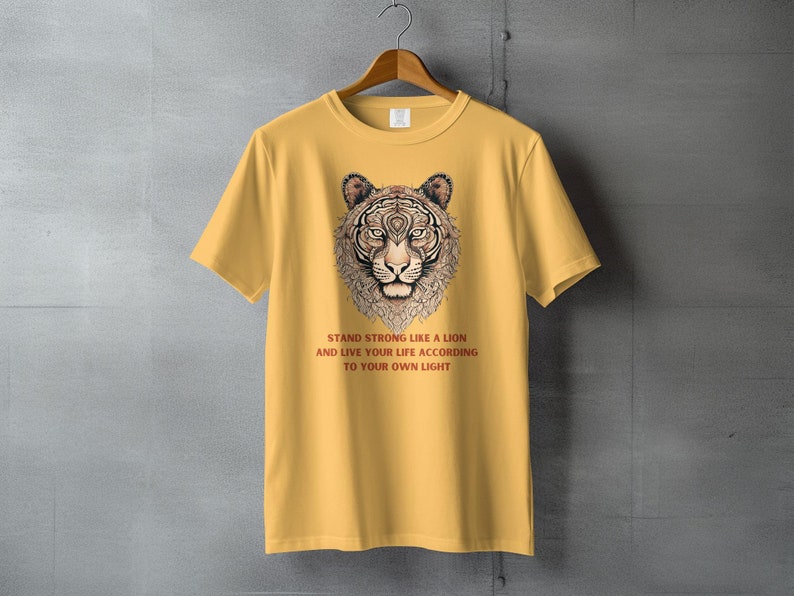 Tribal Lion T-shirt, comfortkleuren T-shirt, inspirerend citaat grafisch t-shirt, stand sterke motiverende top, unisex katoenen shirt afbeelding 7