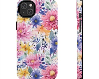 ヴィンテージフローラル iPhone ケース、自然にインスパイアされた、夏用電話ケース、彼女へのギフト、庭師へのギフト、花柄ケース、植物柄 iPhone ケース