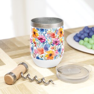 Chill Wine Tumbler | Aesthetic | Flowers | Botanical | Floral | Summer | Travel Mug | Gift for her