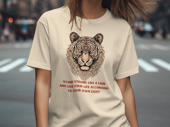 Tribal Lion T-Shirt, Comfort Colors T-shirt, Inspirational Quote Graphic Tee, Stand Strong Motivational Top, Unisex Cotton Shirt