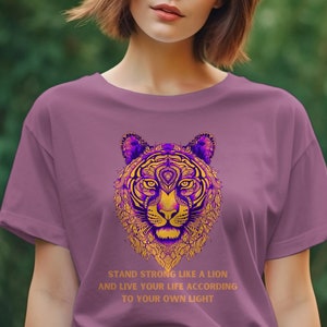 Comfort Colors Lion Graphic Tee, Vibrant Colorful Lion T-Shirt, Stand Strong Motivational Shirt, Unisex, Relaxed Fit