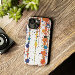 Colorful Abstract Polka Dot Pattern Phone Case, Artistic Designer Mobile Cover, Trendy Protective Hard Shell