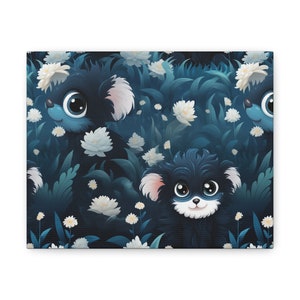 Canvas Gallery Wraps, Vintage, Floral, Cute baby woodland animal, Wall art, Home decor, Gift