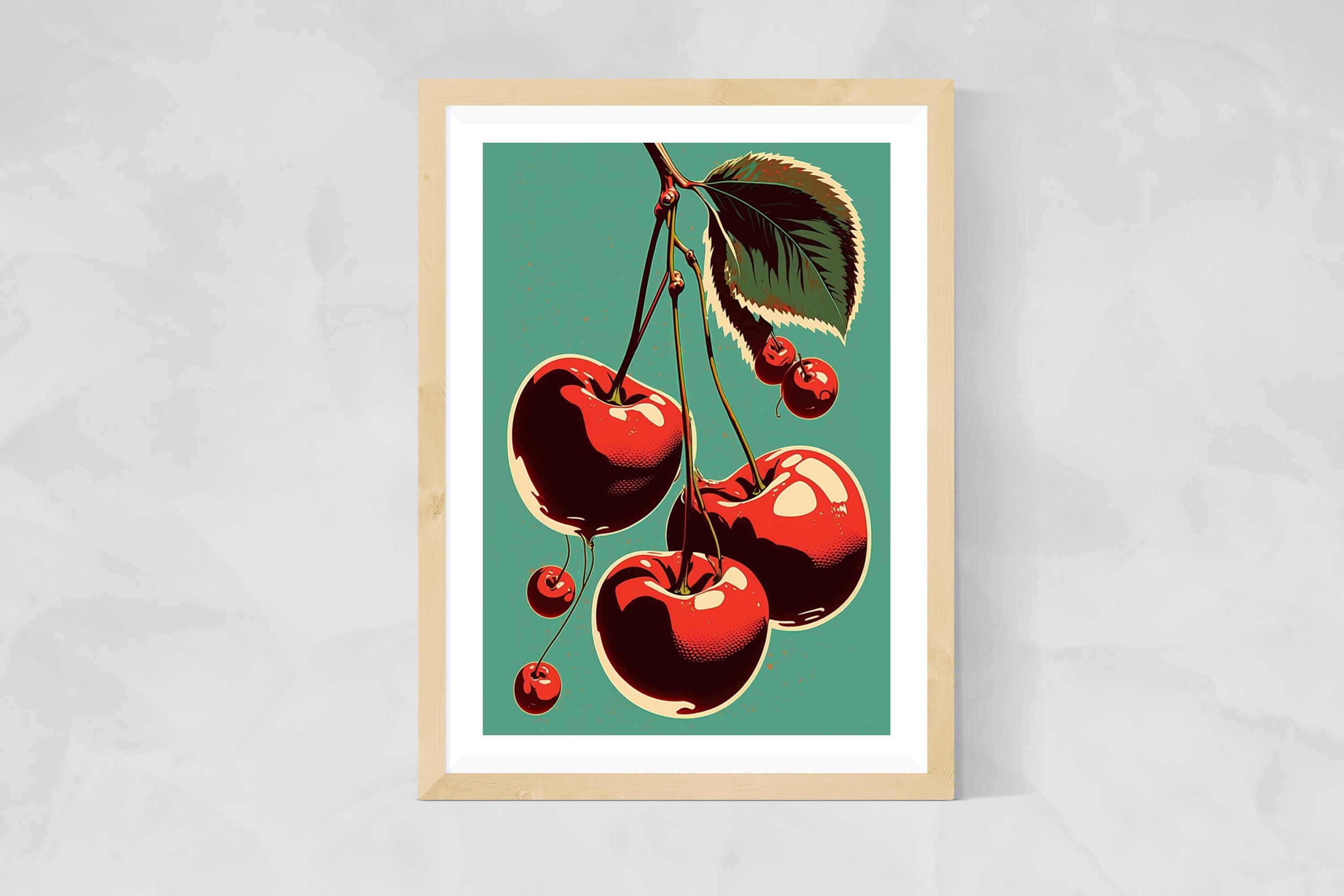 Pop Art Cherries 1960's Mod Art Inspired Print - Vintage Style